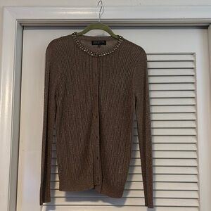 Jones of New York Brown Cardigan Sweater Knit Long Sleeve
